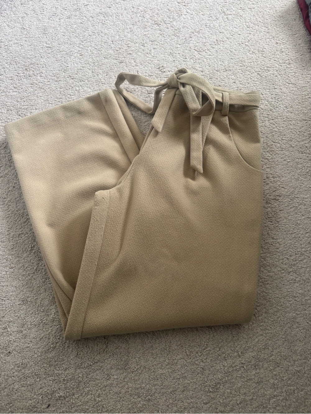 everleigh Tan Tie-Waist Jumpsuit